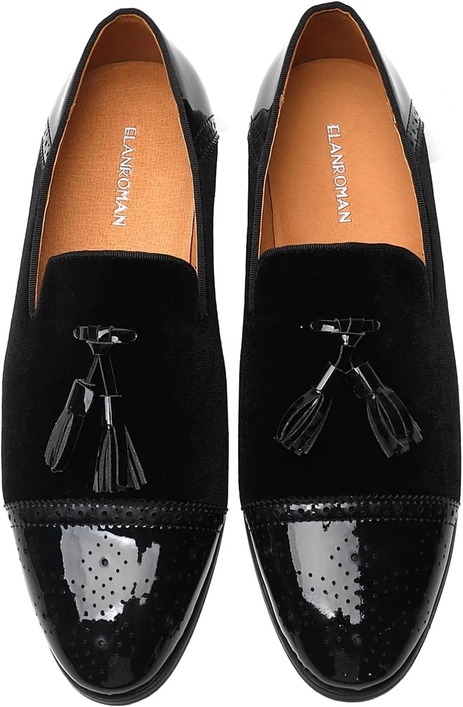 ELANROMAN Mens Dress Loafers Classic Patent Velvet Penny Tuxedo Shoes