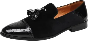 ELANROMAN Mens Dress Loafers Classic Patent Velvet Penny Tuxedo Shoes