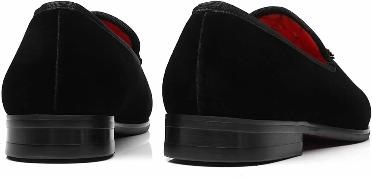 ELANROMAN Mens Dress Loafers Classic Patent Velvet Penny Tuxedo Shoes
