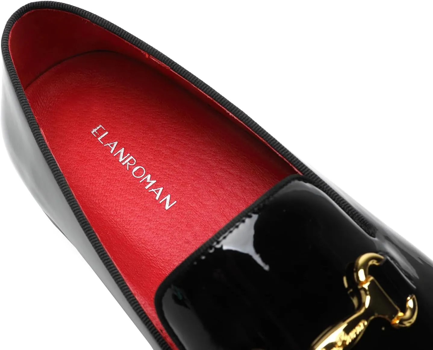 ELANROMAN Men's Patent Leather Loafers Wedding Party Prom Shoes