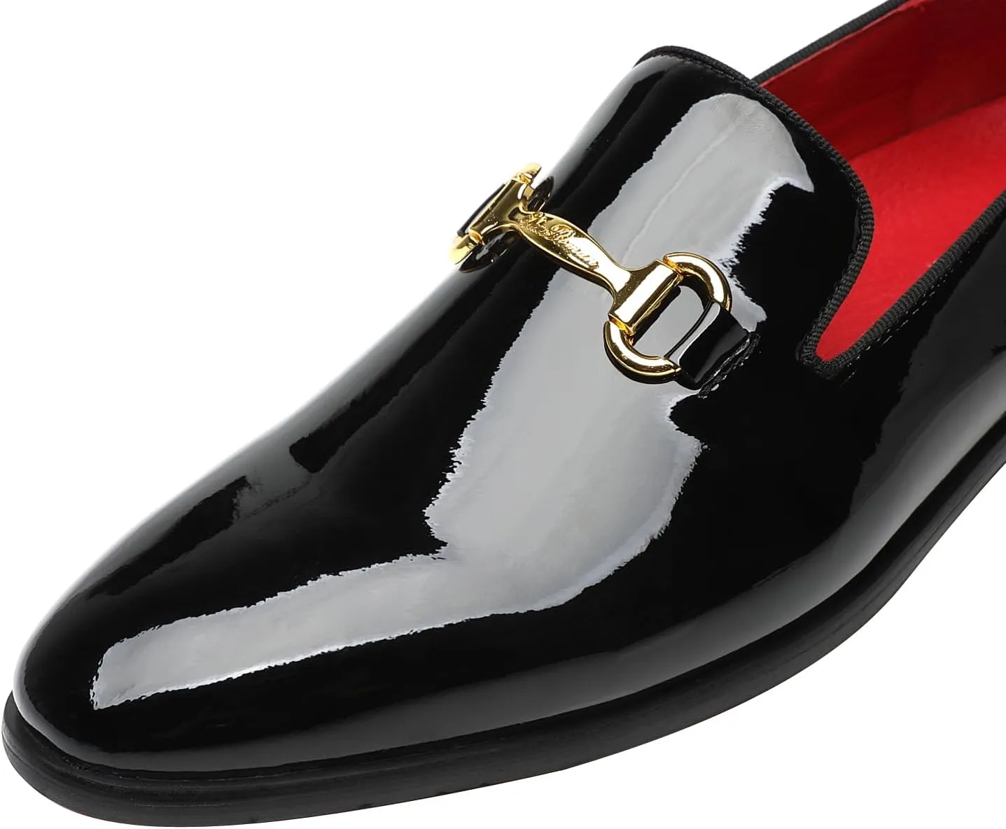 ELANROMAN Men's Patent Leather Loafers Wedding Party Prom Shoes