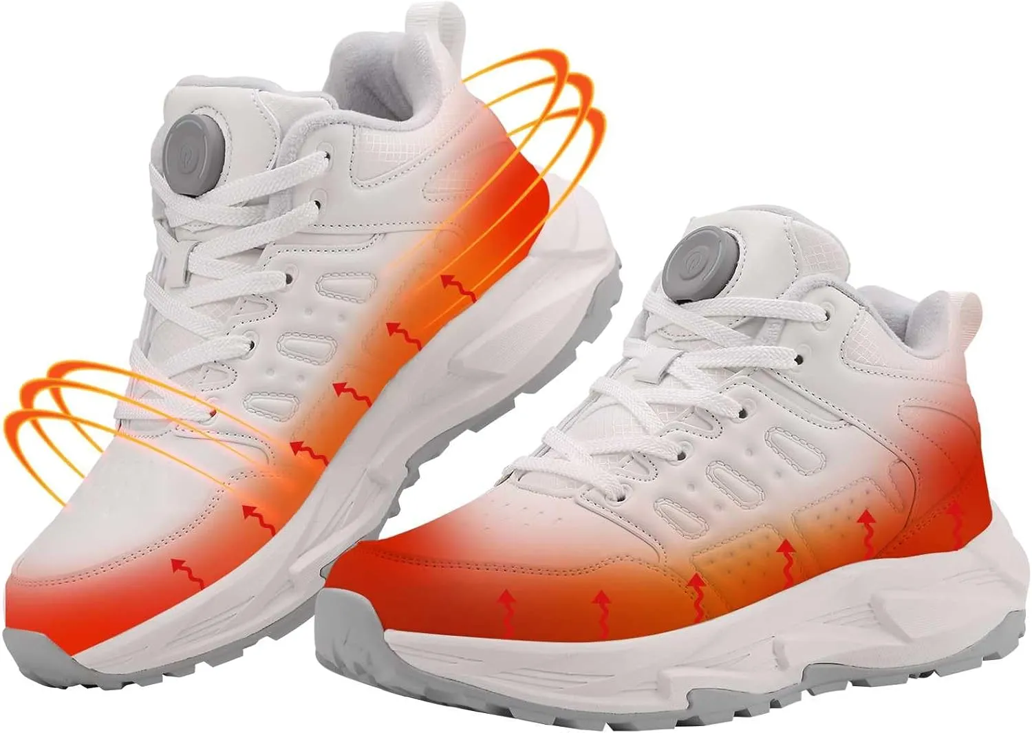 Electric Heated Shoes for Women Men - Rechargeable Heated Sneakers with 3 Heating Levels Feet Warmers Non Slip Waterproof Heated Sports Shoes for Outdoor Work Sports Hiking