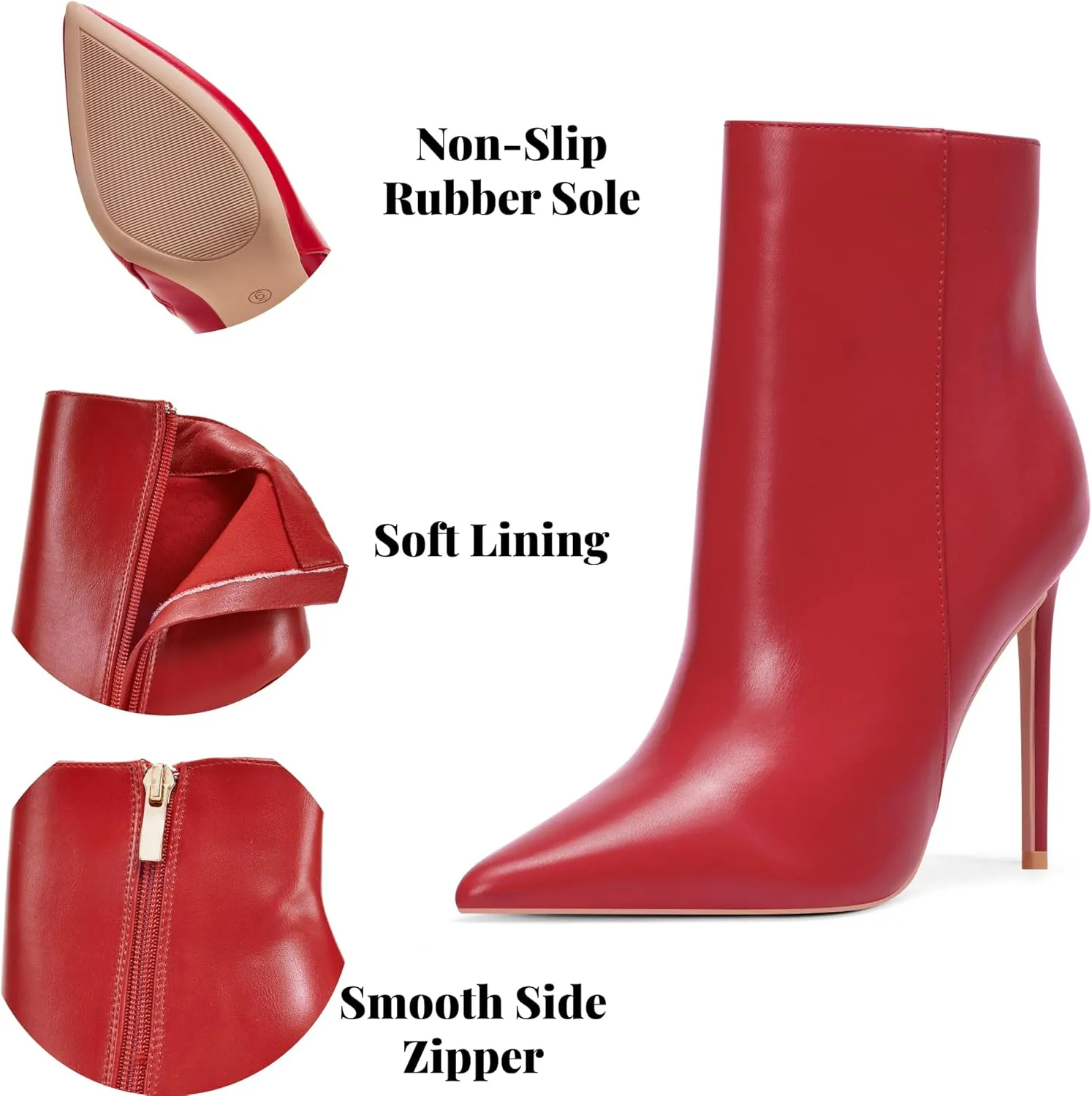 Elisabet Tang Women Heeled Ankle Booties,Sexy Pointed Toe 4 inch Stiletto High Heel Fashion Ankle & Booties with Side Zipper High Heel Boots Dress Evening Party Boots Shoes