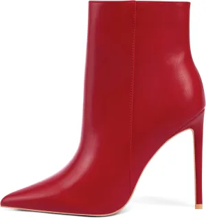 Elisabet Tang Women Heeled Ankle Booties,Sexy Pointed Toe 4 inch Stiletto High Heel Fashion Ankle & Booties with Side Zipper High Heel Boots Dress Evening Party Boots Shoes