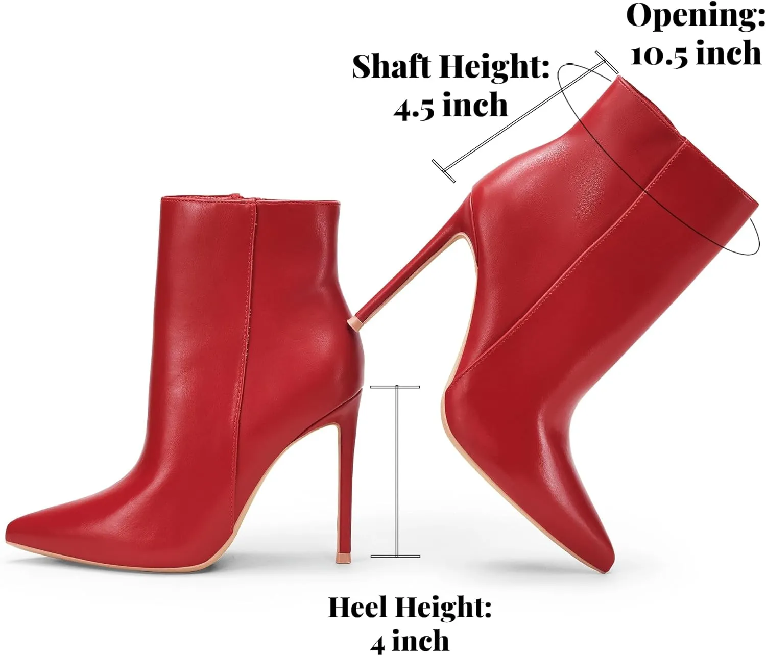 Elisabet Tang Women Heeled Ankle Booties,Sexy Pointed Toe 4 inch Stiletto High Heel Fashion Ankle & Booties with Side Zipper High Heel Boots Dress Evening Party Boots Shoes