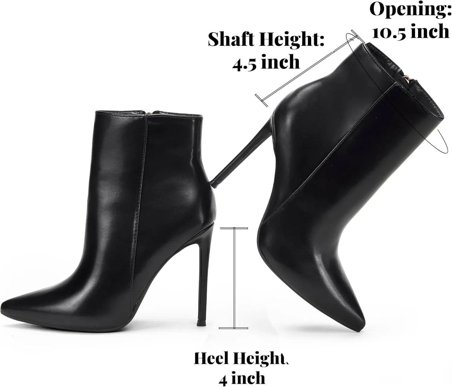 Elisabet Tang Women Heeled Ankle Booties,Sexy Pointed Toe 4 inch Stiletto High Heel Fashion Ankle & Booties with Side Zipper High Heel Boots Dress Evening Party Boots Shoes