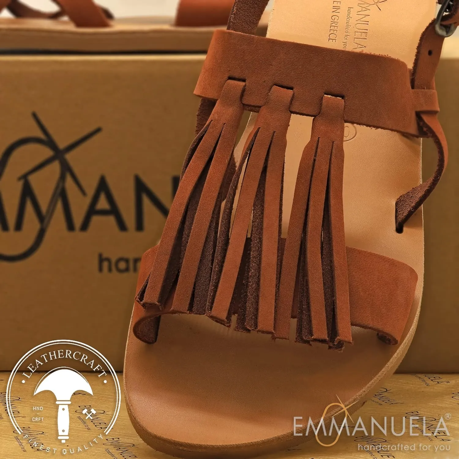 Emmanuela Greek Handmade Leather Flat Sandals, Quality Slide on X Strap Summer Shoes for Women, Open Toe Cross Strappy Sliders, Boho Chic Mules