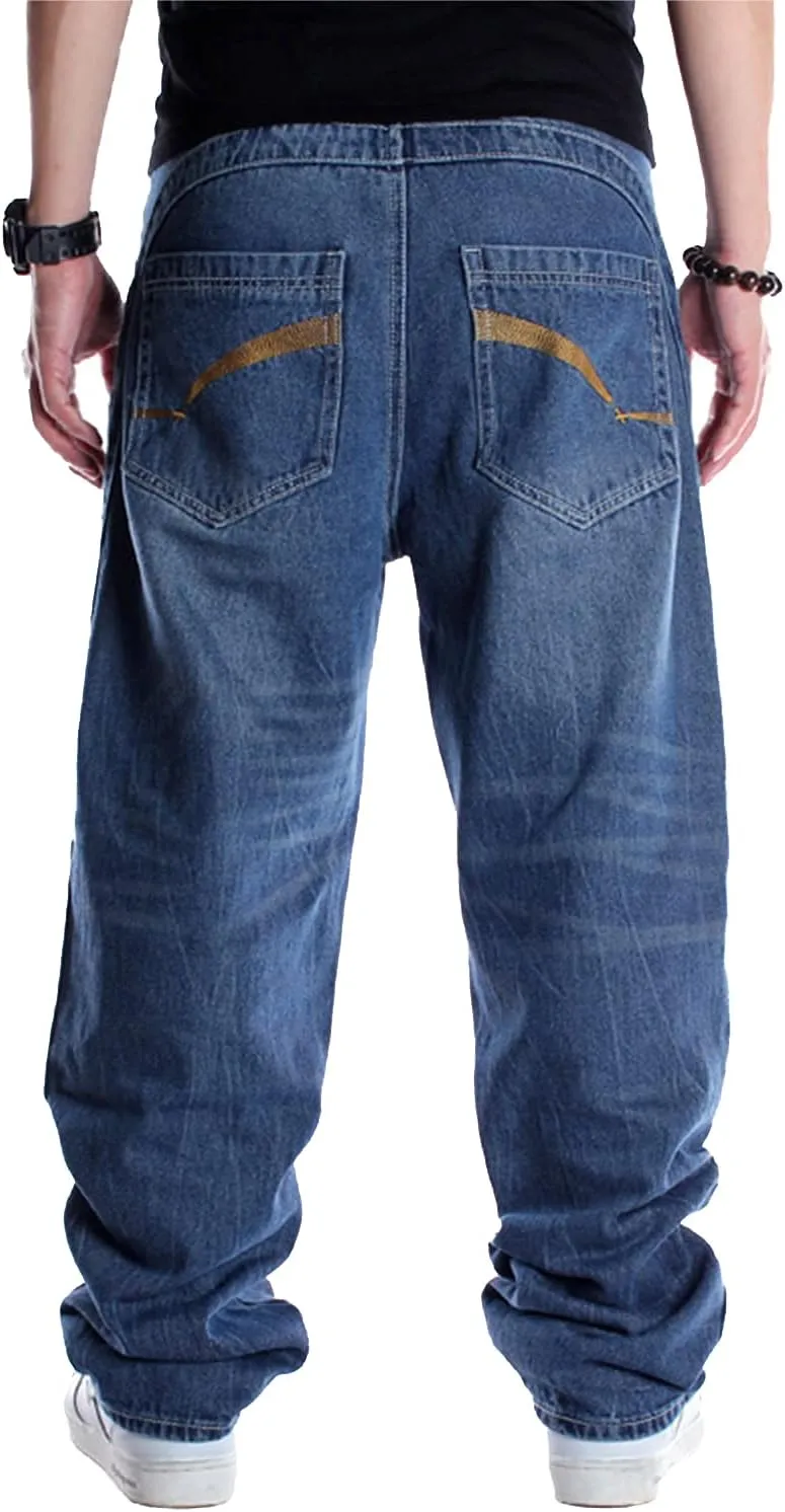 EnllerviiD Men's Baggy Hip Hop Denim Jeans Loose Fit Vintage Skateboard Skater Dance Pants