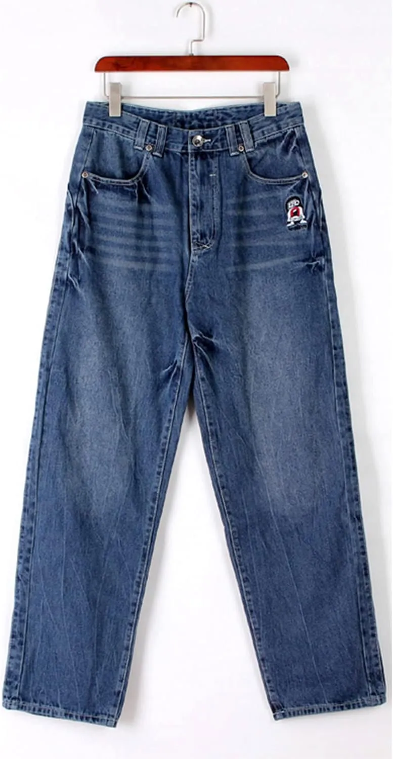 EnllerviiD Men's Baggy Hip Hop Denim Jeans Loose Fit Vintage Skateboard Skater Dance Pants