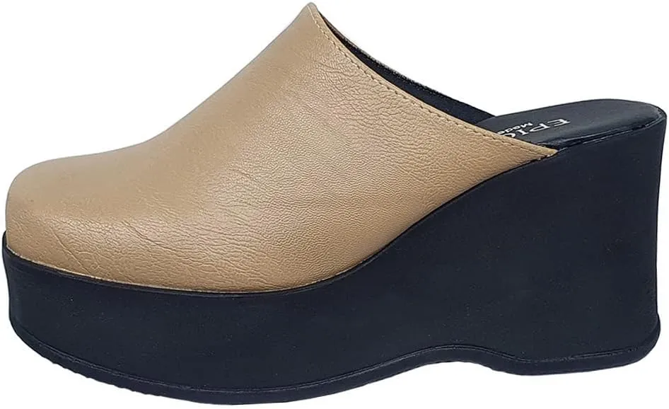 epdavin Women's Closed Toe Platform High Heel Slip On Backless Clogs Slides Mules Shoes