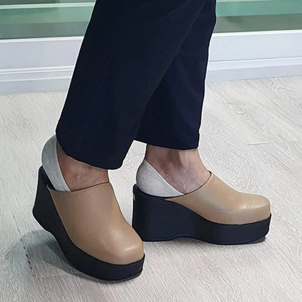 epdavin Women's Closed Toe Platform High Heel Slip On Backless Clogs Slides Mules Shoes