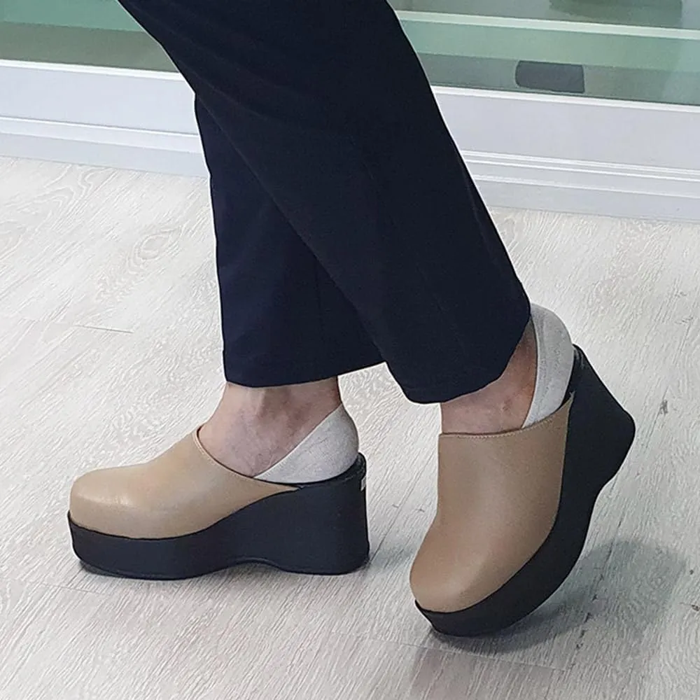 epdavin Women's Closed Toe Platform High Heel Slip On Backless Clogs Slides Mules Shoes