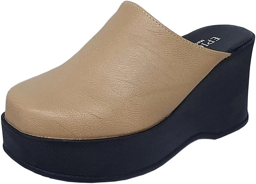 epdavin Women's Closed Toe Platform High Heel Slip On Backless Clogs Slides Mules Shoes