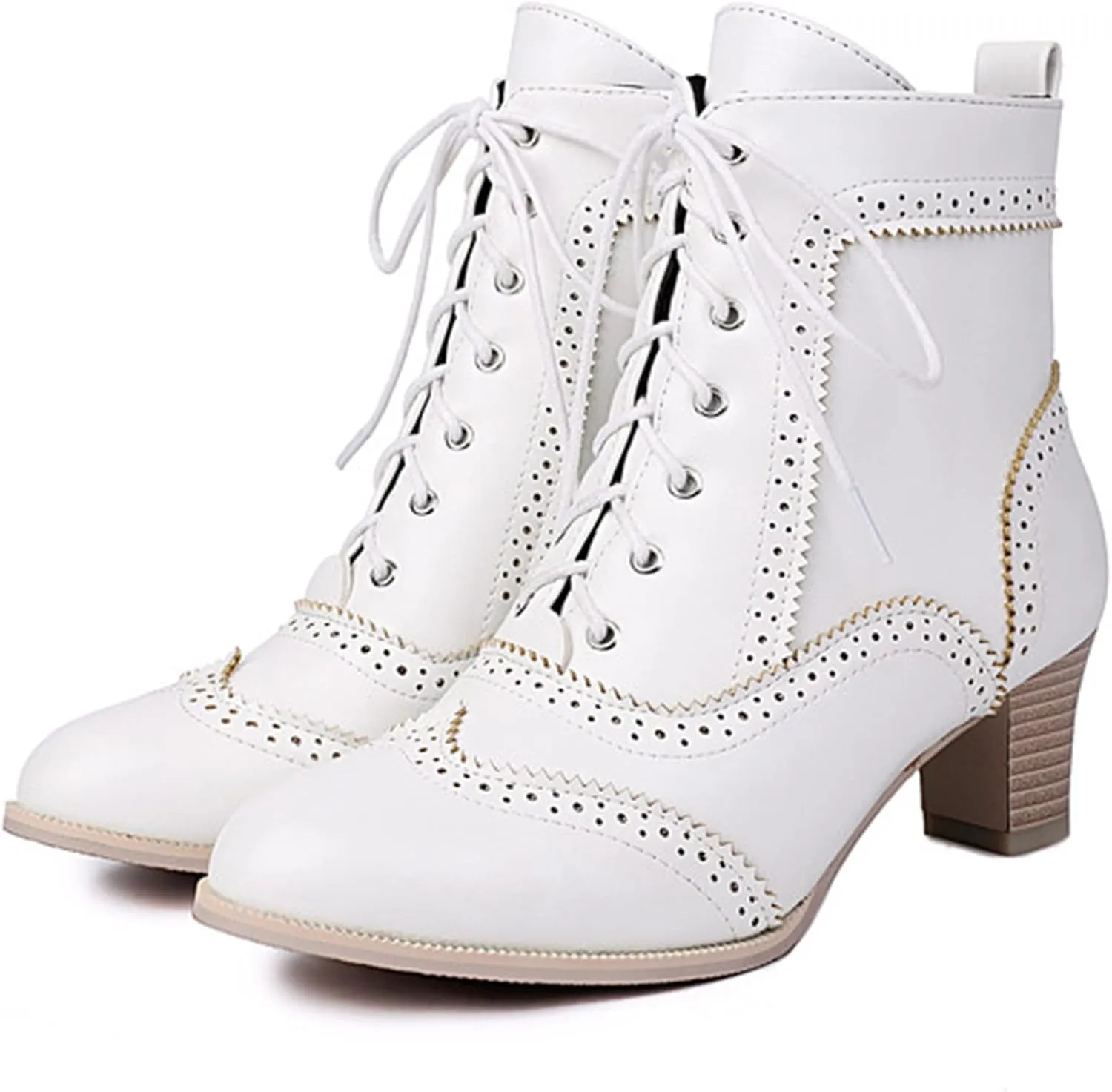 ErikenUrben Women Vintage Victorian Boots Lace up 70s Witch Booties Zip