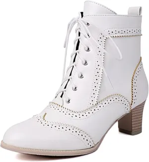 ErikenUrben Women Vintage Victorian Boots Lace up 70s Witch Booties Zip