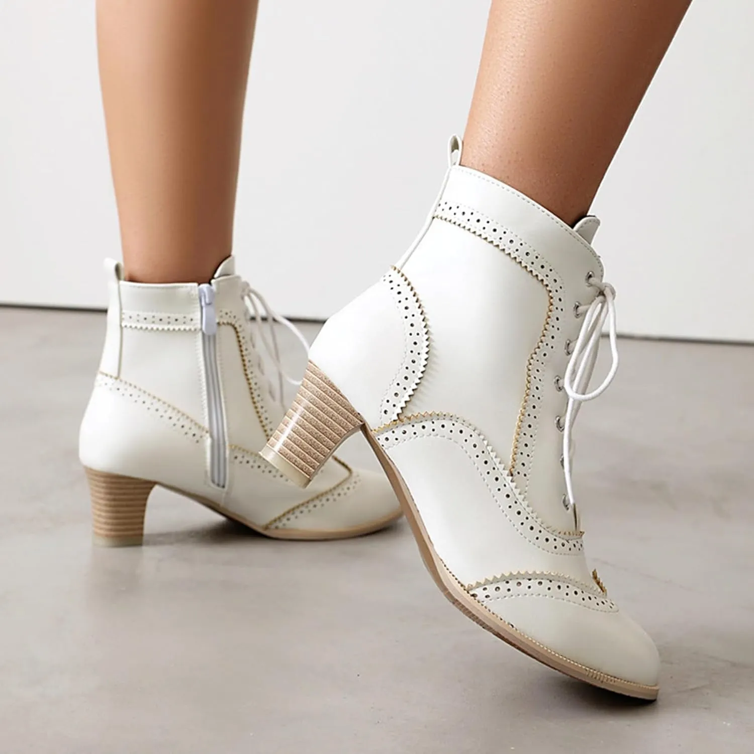 ErikenUrben Women Vintage Victorian Boots Lace up 70s Witch Booties Zip