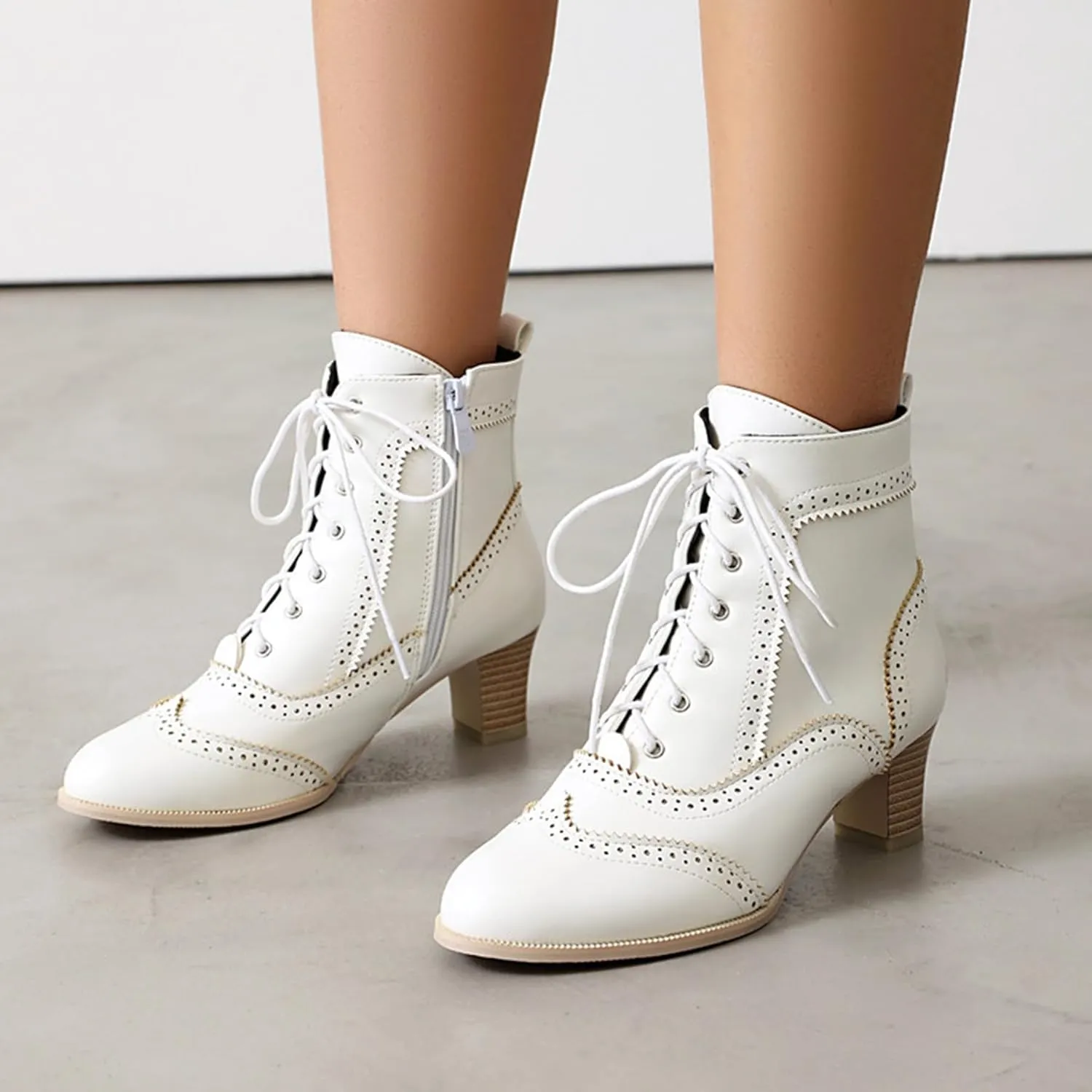 ErikenUrben Women Vintage Victorian Boots Lace up 70s Witch Booties Zip