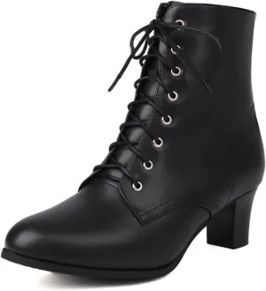 ErikenUrben Women Vintage Victorian Boots Lace up 70s Witch Booties Zip