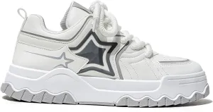 Exusiai Men Chunky Sneakers Fashion Star Y2K Shoes Platform Dad Shoes Comfortable White&Black Loafers