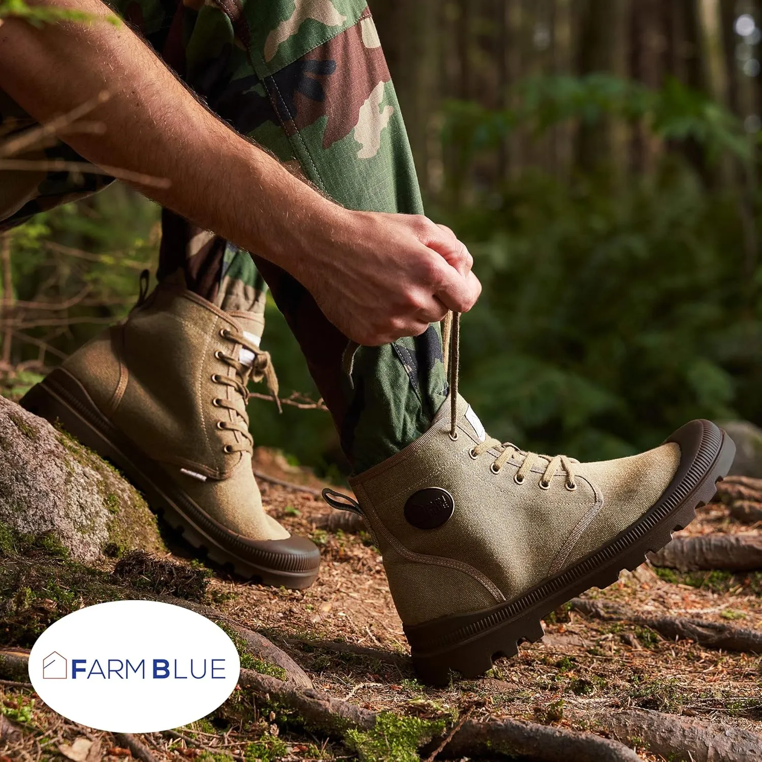 Farm Blue Men's Ranger Boots - High Top Hiking Shoes for Men - Water-Resistant Canvas Combat Boots with Orthotic Insoles - Tactical Shoes for Casual, Work, or Outdoor Wear