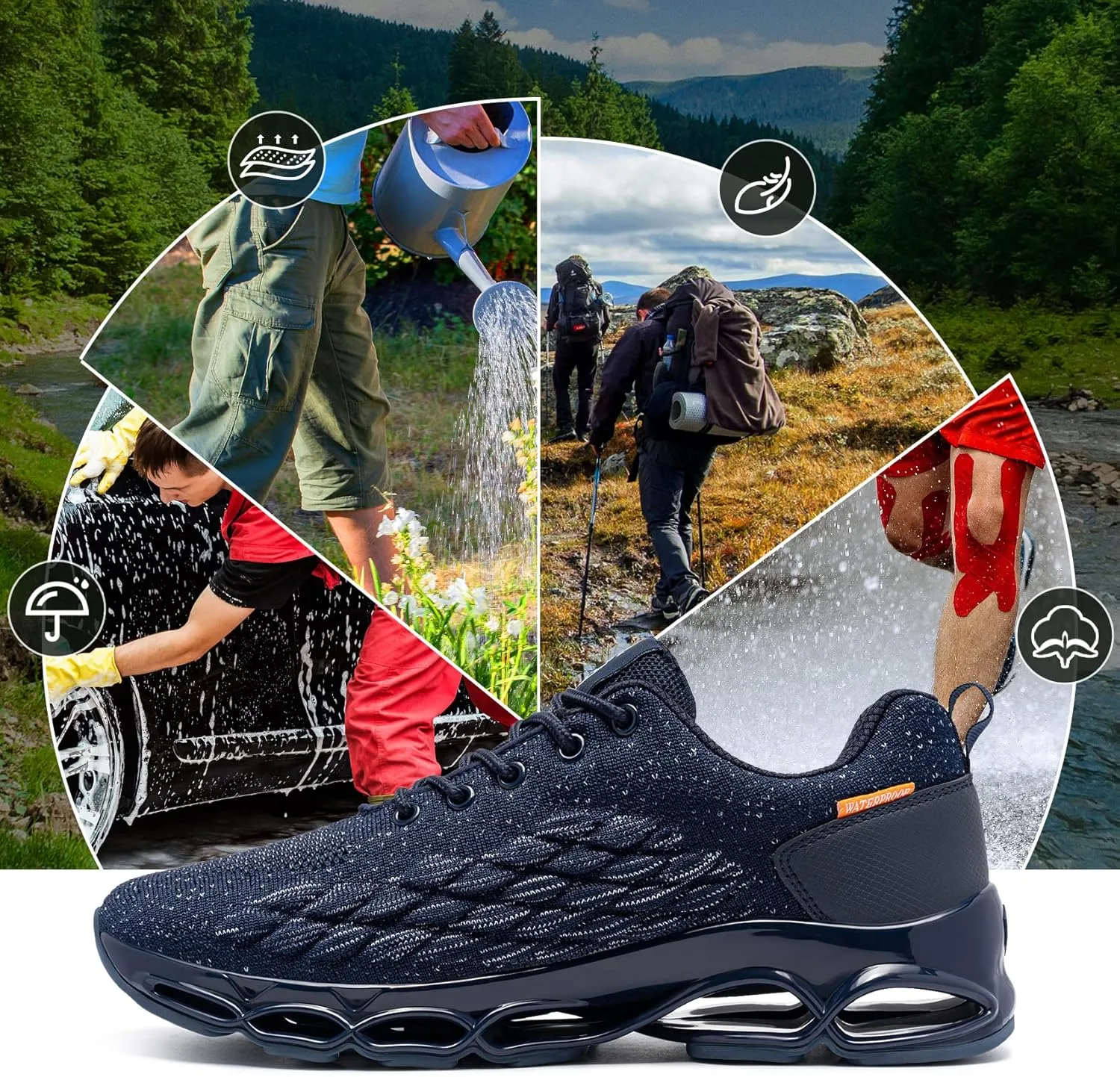 FATES TEX Wide Waterproof Shoes for Men and Women Tennis Sneakers Rain Water Resistant Comfortable Walking Running Casual Breathable Work Shoes
