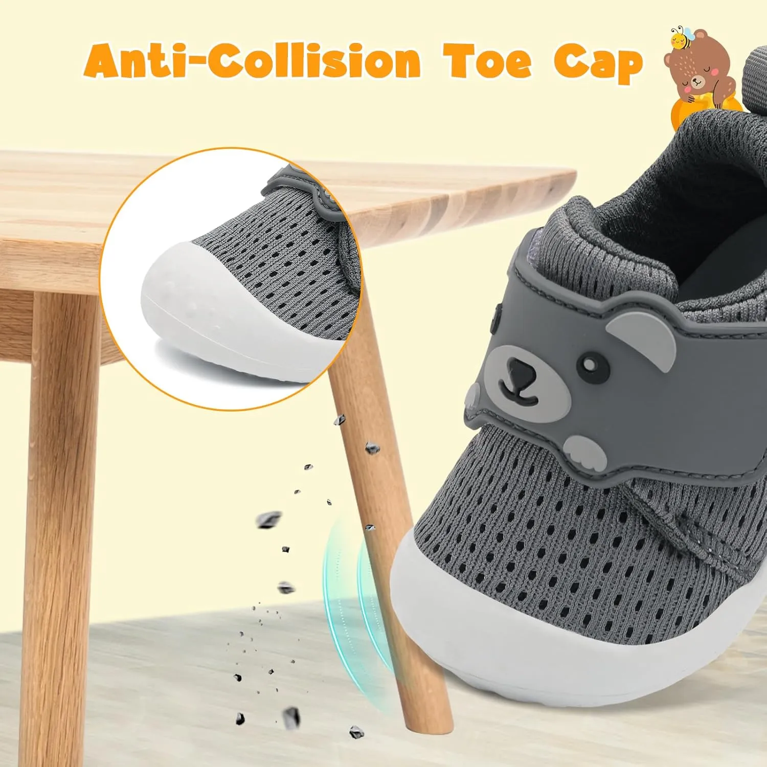 FEETCITY Baby Walking Shoes Wide Baby Shoes Boys Girls Infant Sneakers Crib Shoes Breathable Toddler Barefoot Shoes Slip On Shoes