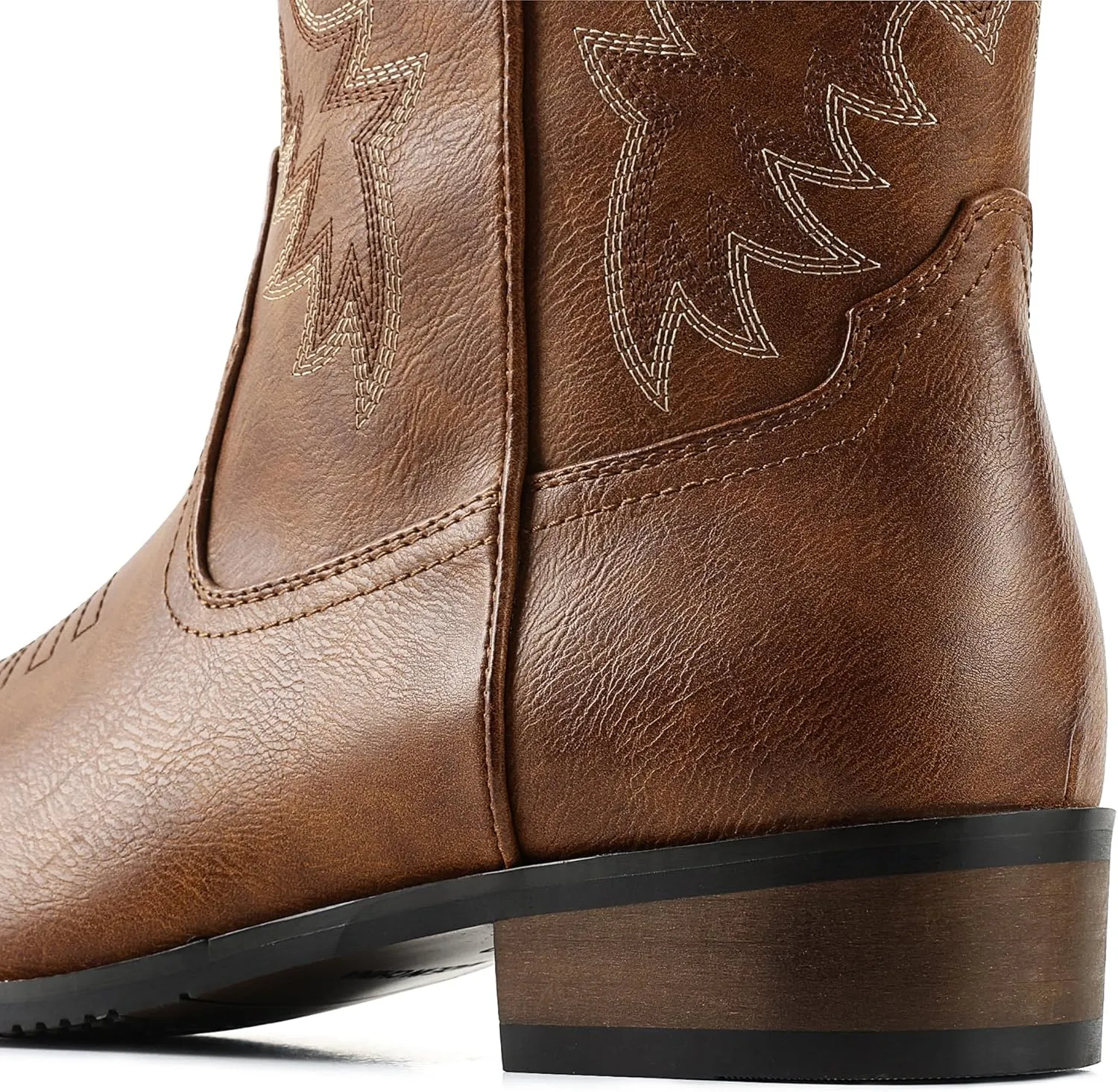 femflame Cowboy Boots for Men Round Toe Distressed Work boots Embroidered Western Boots Traditional Country Boot