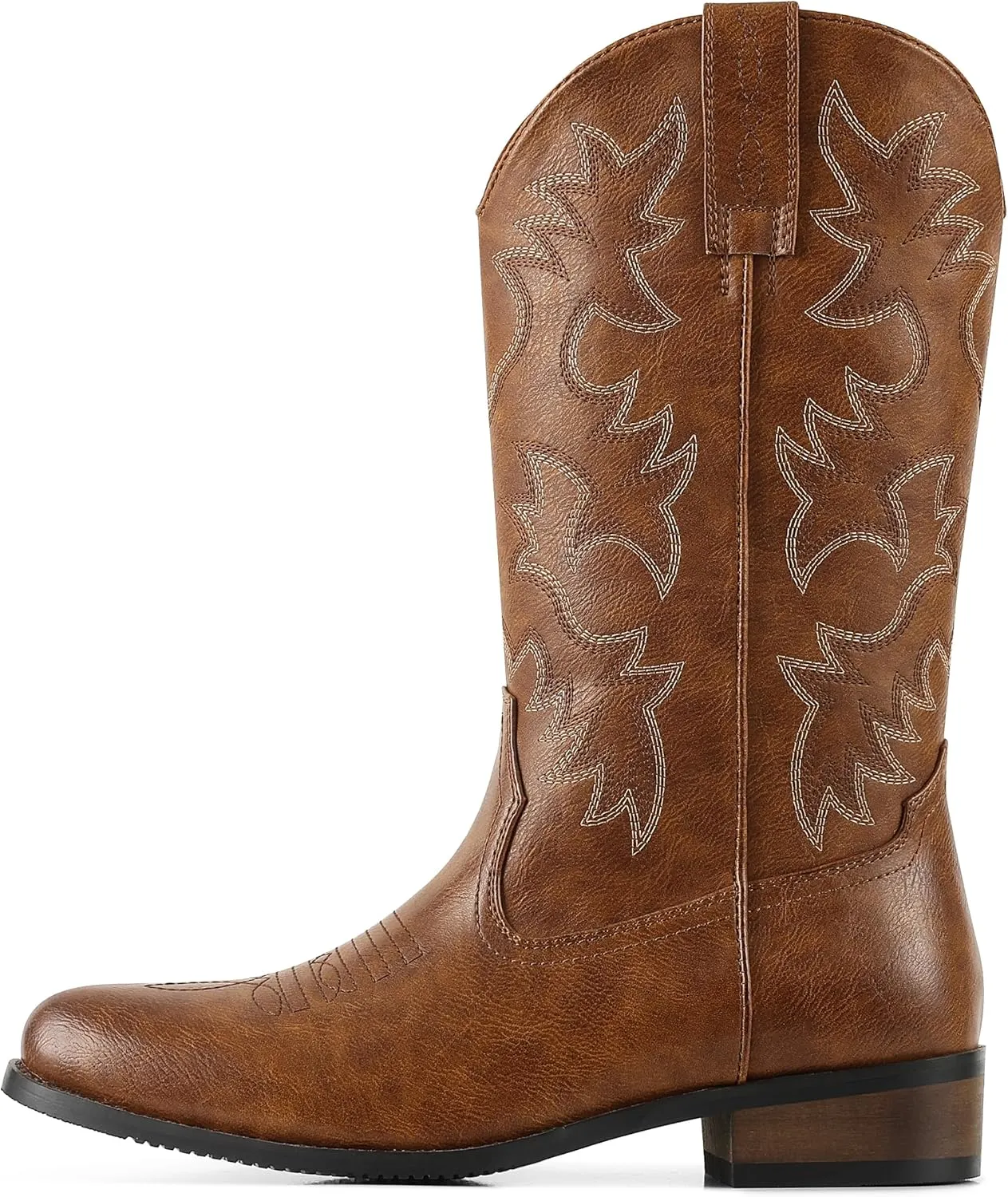 femflame Cowboy Boots for Men Round Toe Distressed Work boots Embroidered Western Boots Traditional Country Boot