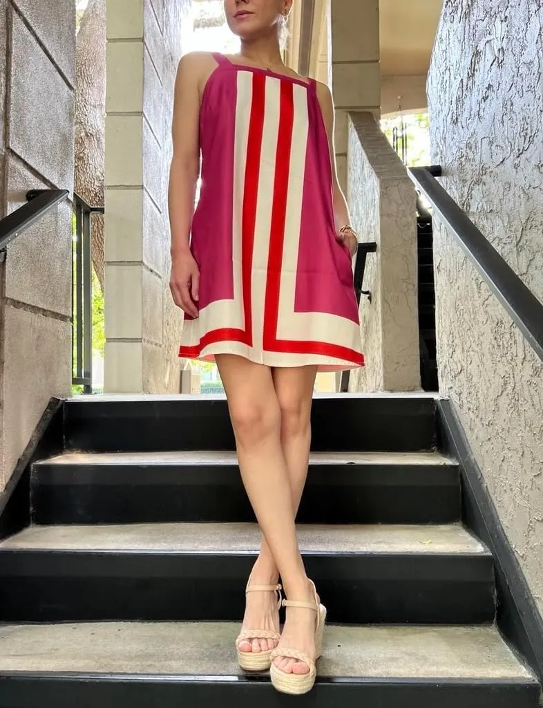 Fiona Jolin Women's Striped Mini Dress Boho Shoulder Strap Sundress Summer Cover Up Dress for Beach