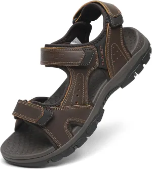 FLARUT Men's Athletic Sandals Sport Outdoor Hiking Sandals Open Toe Leather Walking Sandals Beach Water Shoes
