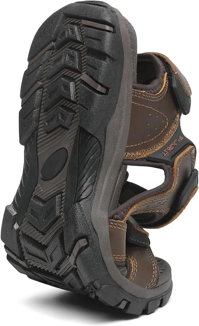 FLARUT Men's Athletic Sandals Sport Outdoor Hiking Sandals Open Toe Leather Walking Sandals Beach Water Shoes