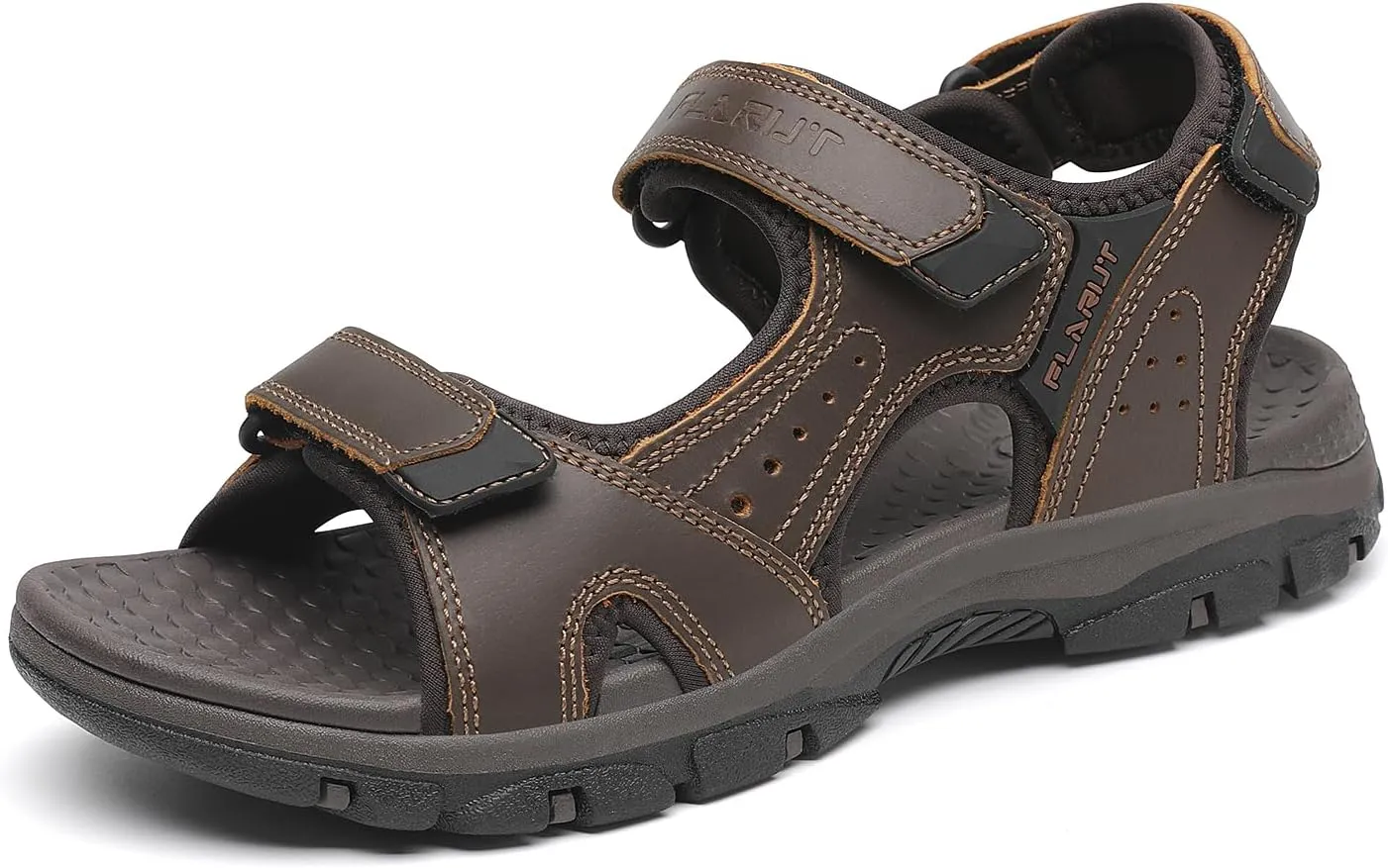 FLARUT Men's Athletic Sandals Sport Outdoor Hiking Sandals Open Toe Leather Walking Sandals Beach Water Shoes