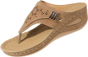 Flip Flops for Women Anti-Slip Platforms Orthotic Wedge Sandal Casual Mesh Hollow Out Sandals Flatform Open Toe Beach Sandals with Arch Support Mat Comfortable Summer Walking Slippers