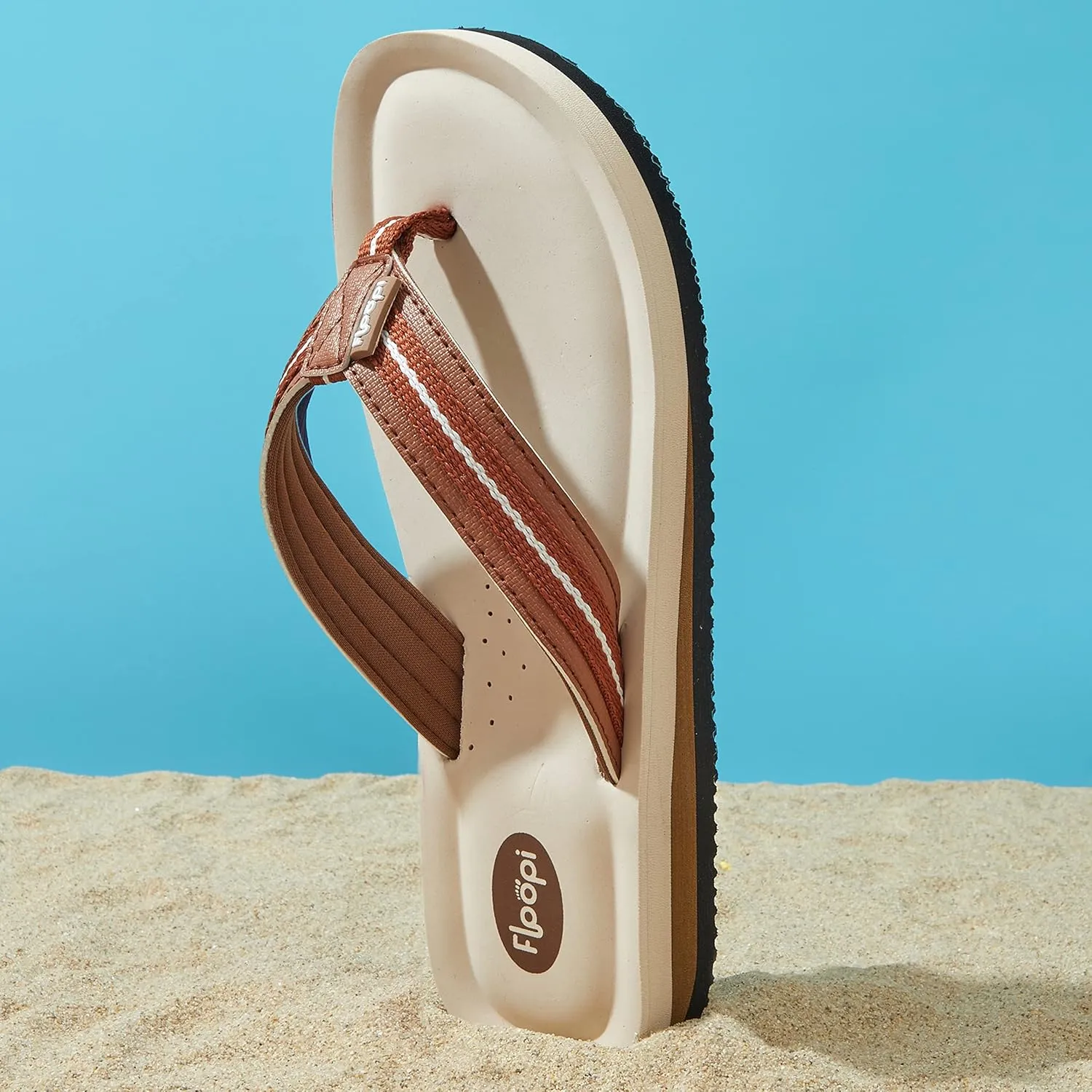 Floopi Flip Flops for Women Casual Thong Womens Sandals Comfort Heel Cushion, Ladies Beach Sandals with Indoor & Outdoor Anti Skid Soles