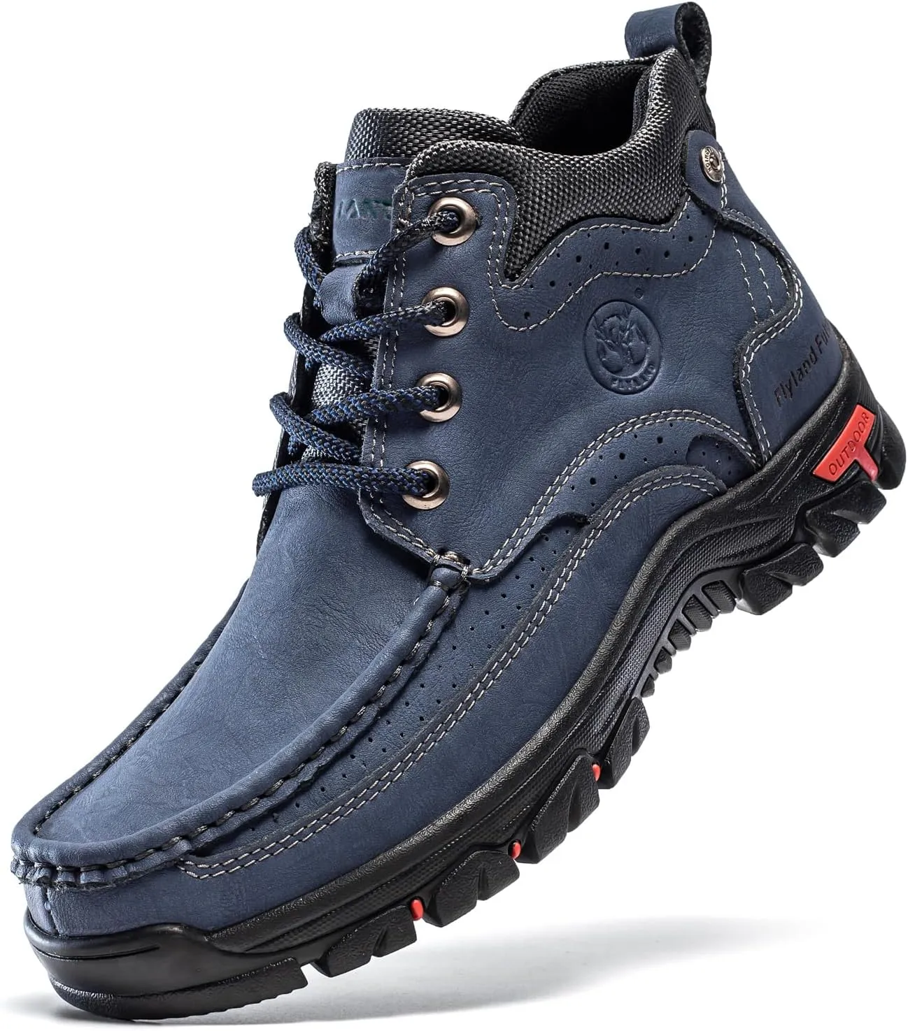 FLYLAND Men's Casual Boots Vintage Leather Ankle Dress Boot Chukka Boots Mid Top Non-Slip Driving Walking Shoes