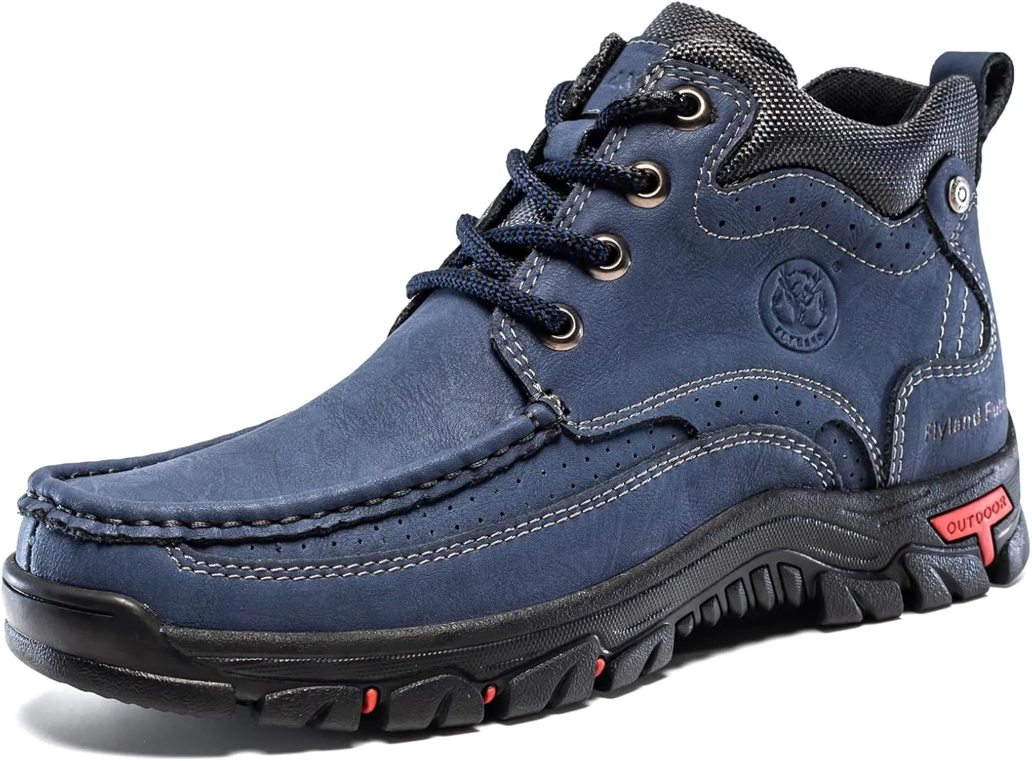 FLYLAND Men's Casual Boots Vintage Leather Ankle Dress Boot Chukka Boots Mid Top Non-Slip Driving Walking Shoes