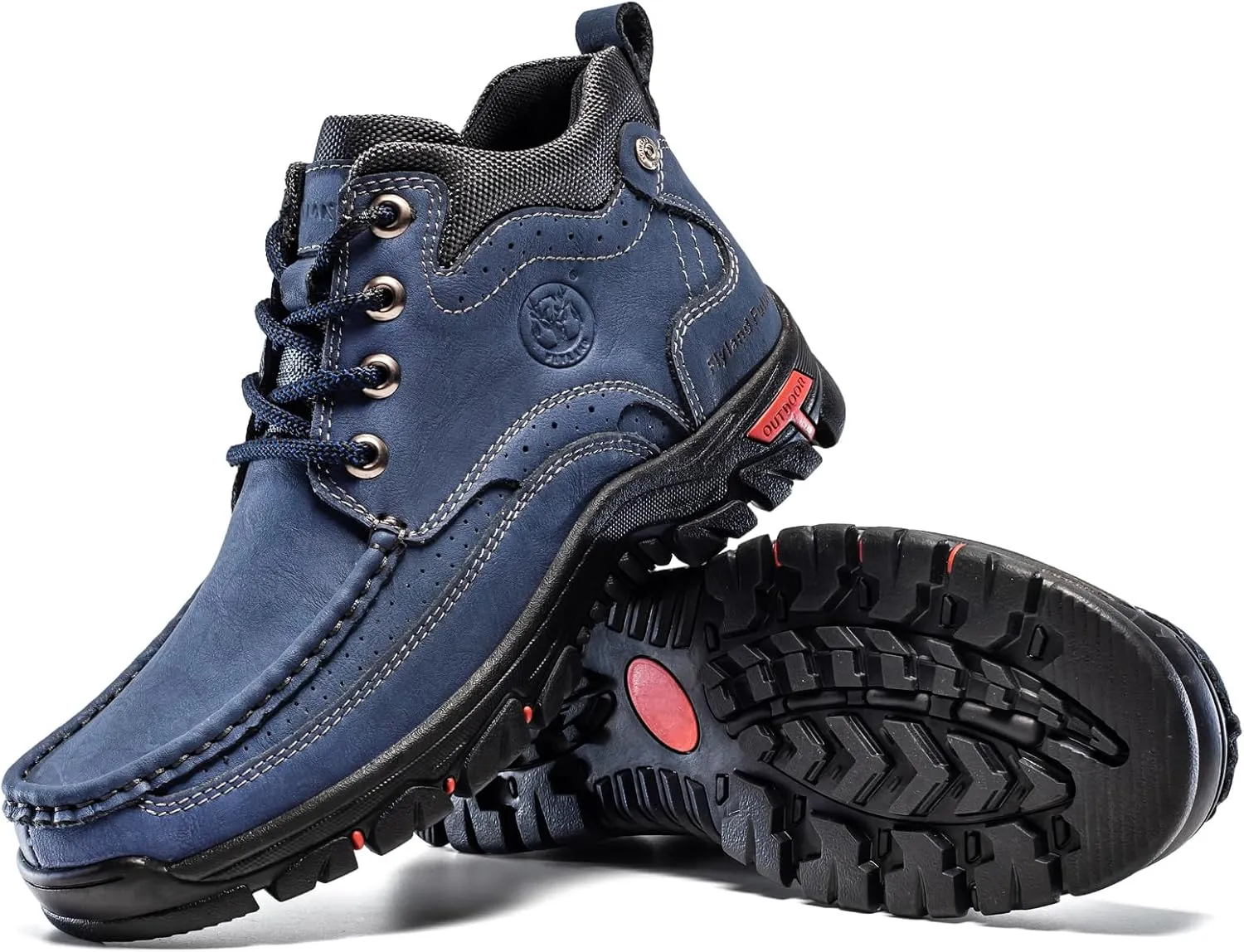 FLYLAND Men's Casual Boots Vintage Leather Ankle Dress Boot Chukka Boots Mid Top Non-Slip Driving Walking Shoes