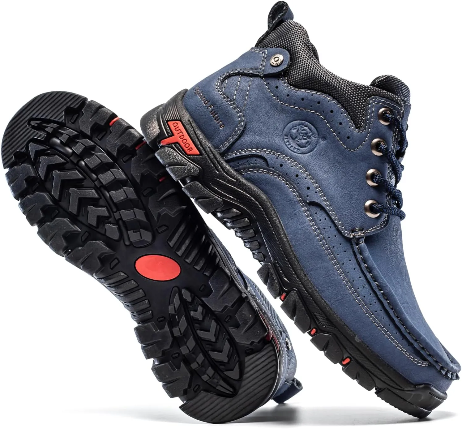 FLYLAND Men's Casual Boots Vintage Leather Ankle Dress Boot Chukka Boots Mid Top Non-Slip Driving Walking Shoes
