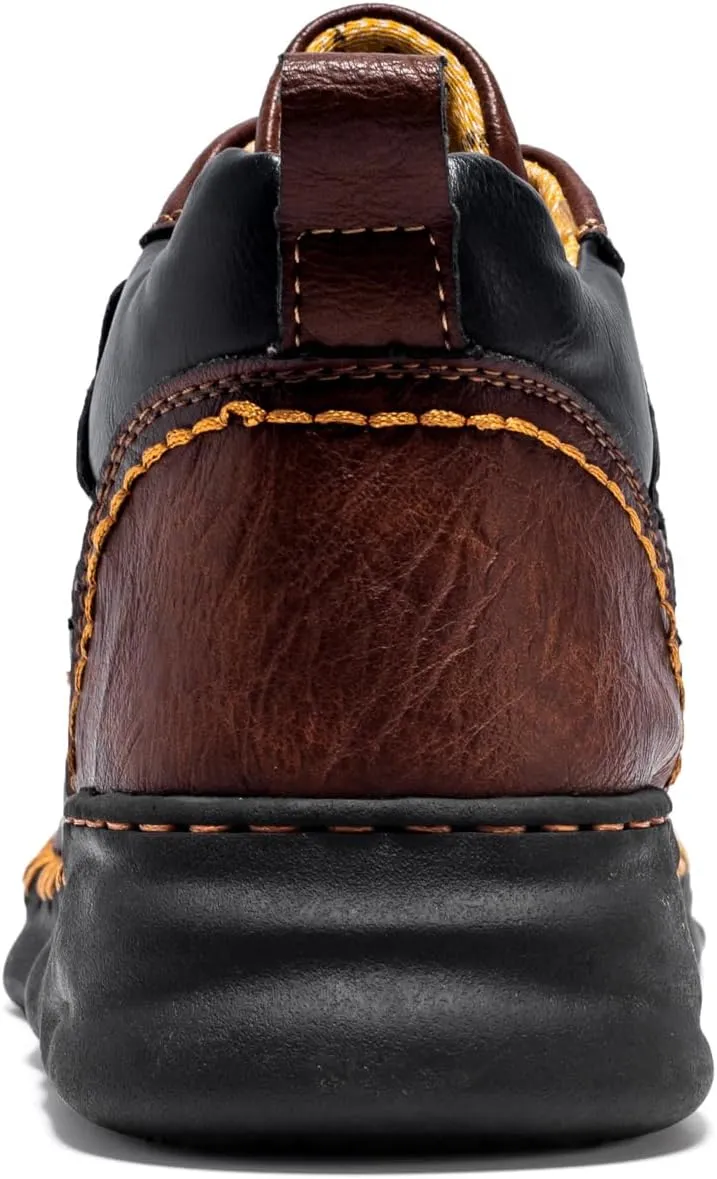 FLYLAND Mens Casual Leather Shoes Ankle Chukka Boots Handmade Retro British Walking Daily Work Office Sneakers Shoes for Male