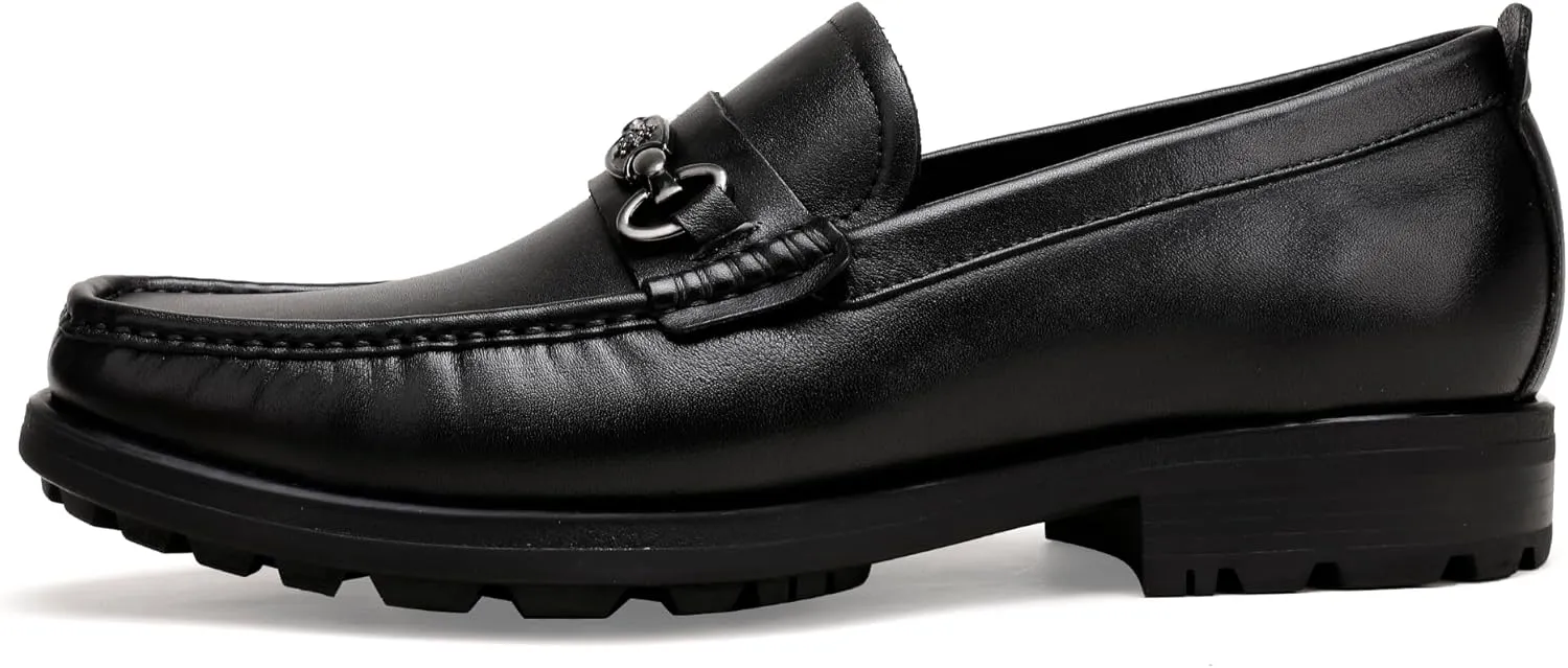 Formal Dress Shoes for Men, Premium Buckle Moc-Toe Business Shoes Casual Slip-on Penny Loafer