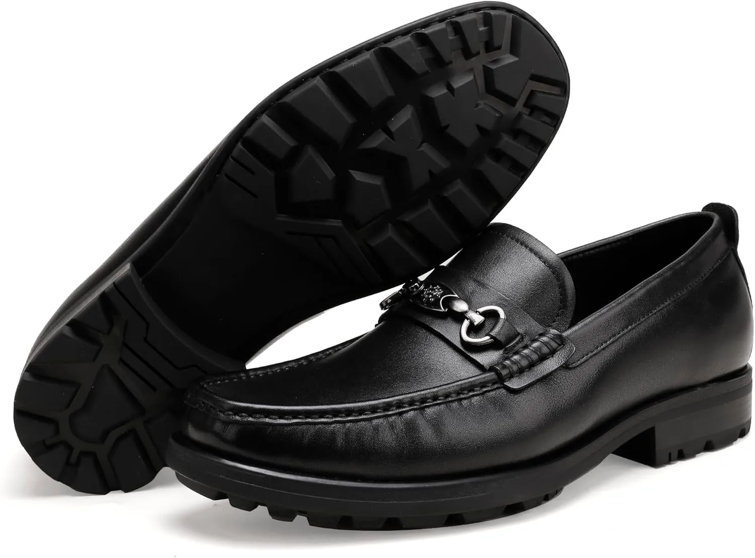 Formal Dress Shoes for Men, Premium Buckle Moc-Toe Business Shoes Casual Slip-on Penny Loafer