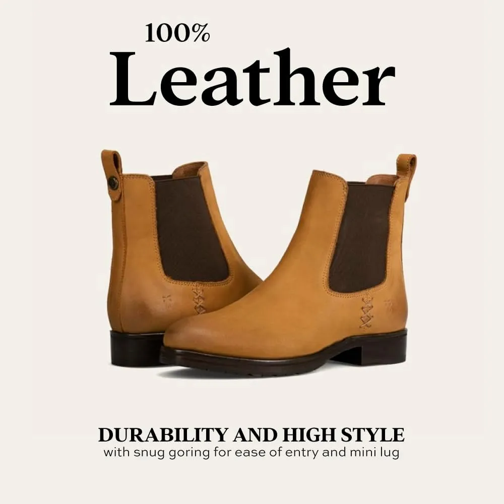 Frye Melissa Chelsea Boots for Women - Rugged and Comfortable Leather Lined Slip On Classics with Leather Outsole and Antique Metal Hardware