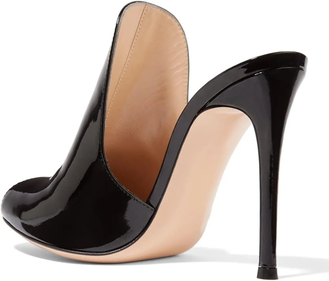 FSJ Women Pointed Toe Slide Mule Sandal Slippers Stiletto High Heels Loafers Slip on Backless Shoes 4-15 M US