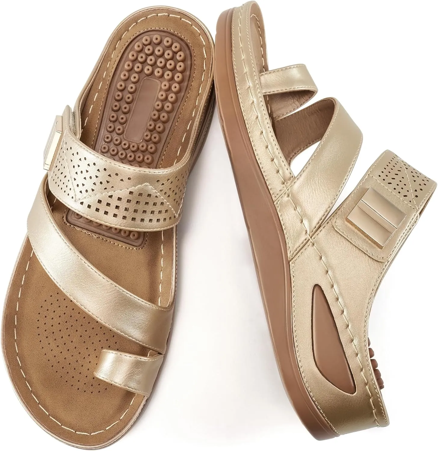 FUDYNMALC Womens Sandals Wedge Shoes: Comfortable Orthopedic Sandals for Women Casual Summer Dressy Flip Flops Beach Walking Sandals