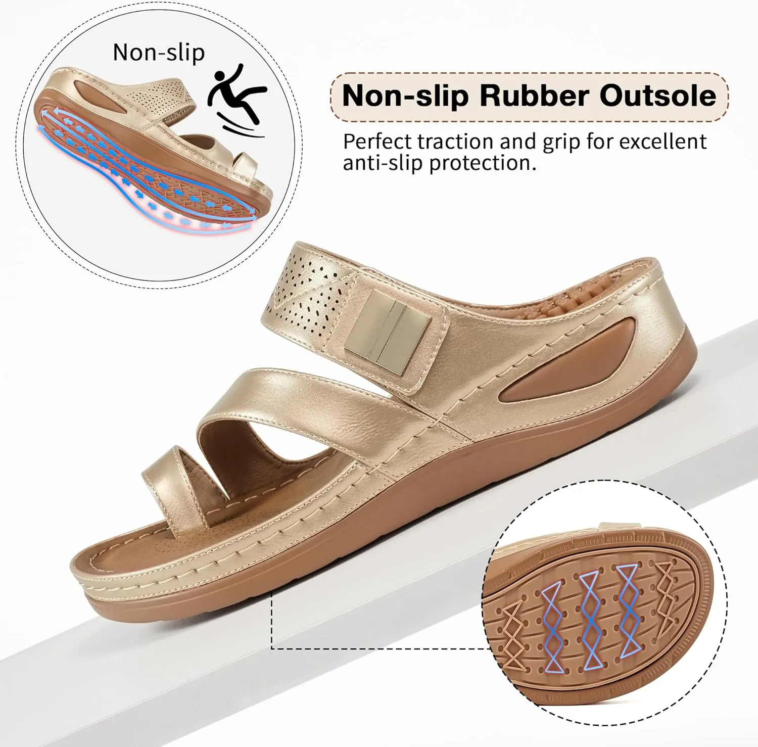 FUDYNMALC Womens Sandals Wedge Shoes: Comfortable Orthopedic Sandals for Women Casual Summer Dressy Flip Flops Beach Walking Sandals
