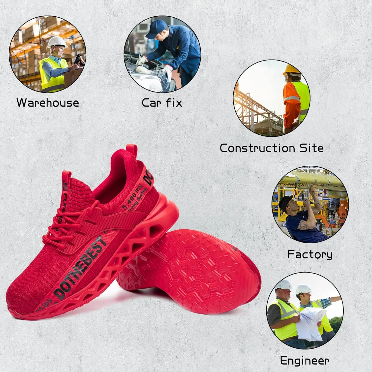 Furuian Steel Toe Sneakers for Men Women Lightweight Safety Shoes Comfortable Puncture Proof Slip On Indestructible Work Shoes