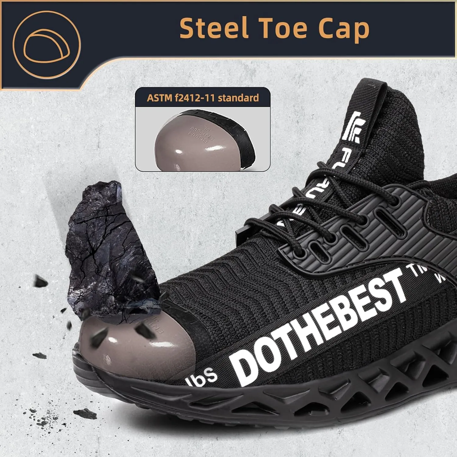 Furuian Steel Toe Sneakers for Men Women Lightweight Safety Shoes Comfortable Puncture Proof Slip On Indestructible Work Shoes