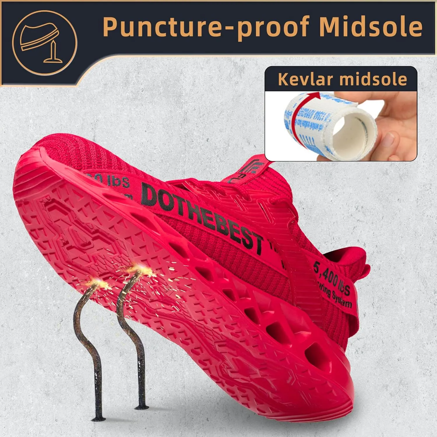 Furuian Steel Toe Sneakers for Men Women Lightweight Safety Shoes Comfortable Puncture Proof Slip On Indestructible Work Shoes