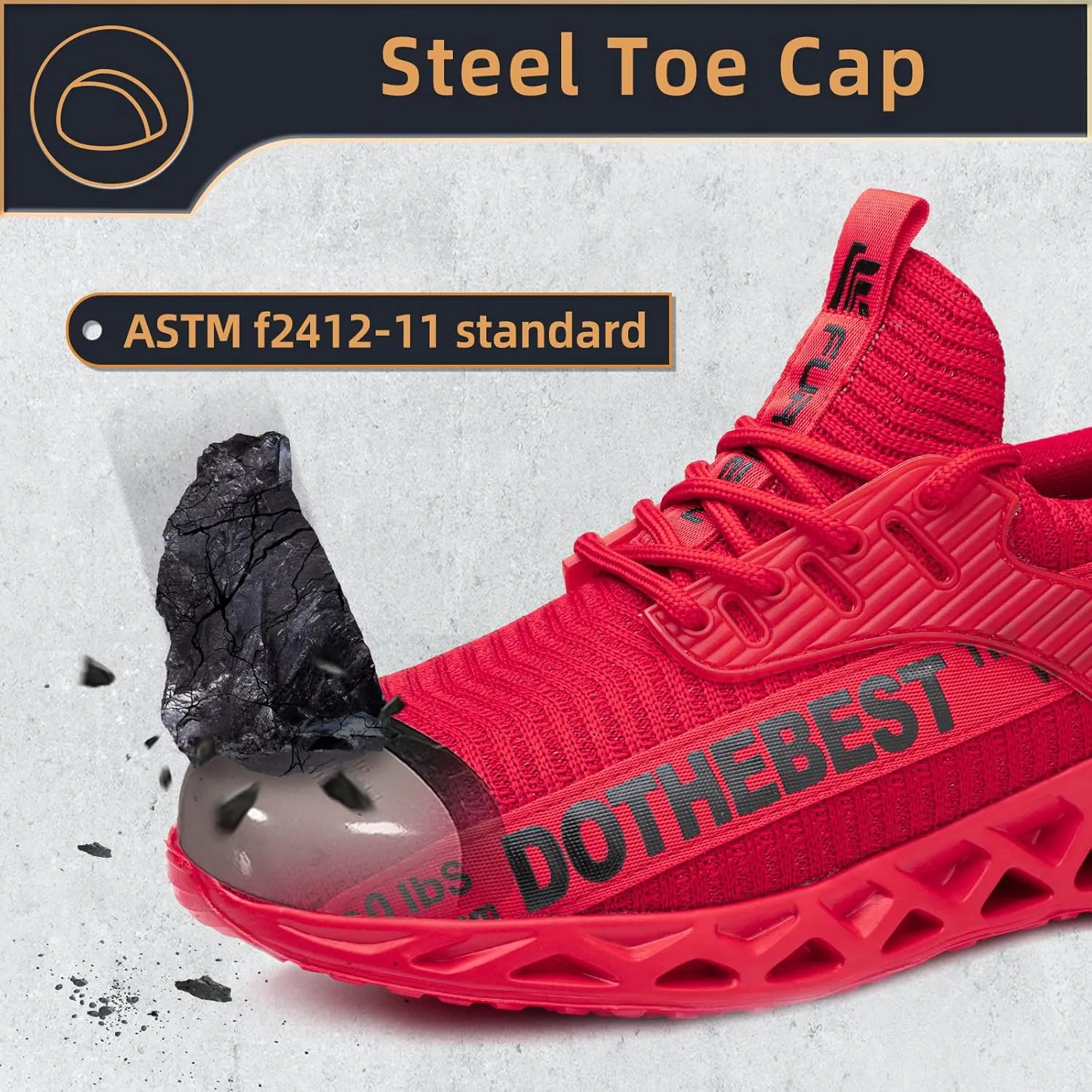 Furuian Steel Toe Sneakers for Men Women Lightweight Safety Shoes Comfortable Puncture Proof Slip On Indestructible Work Shoes