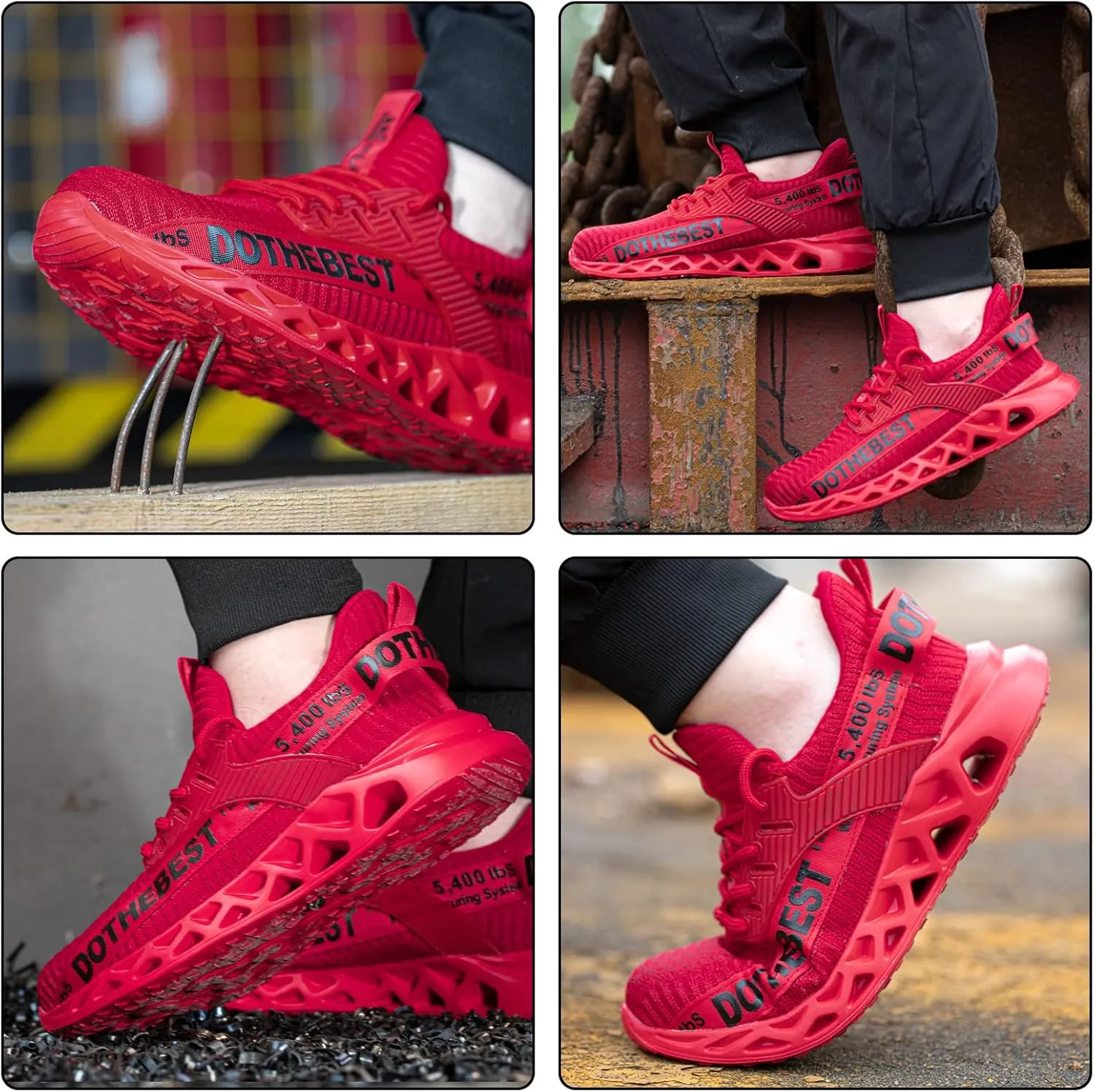Furuian Steel Toe Sneakers for Men Women Lightweight Safety Shoes Comfortable Puncture Proof Slip On Indestructible Work Shoes